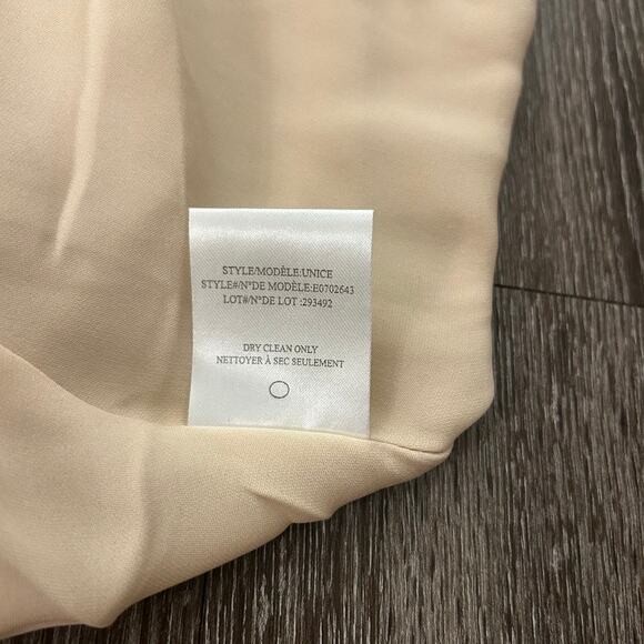 Theory 100% Silk Sleeveless Tie Back Midi Dress High Low Hem Nude Beige Elegant - Picture 16 of 16